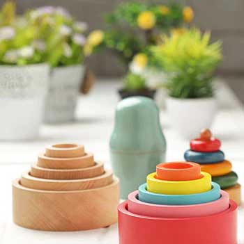 Grapat - Natural Wooden Sorting Cups with Lids