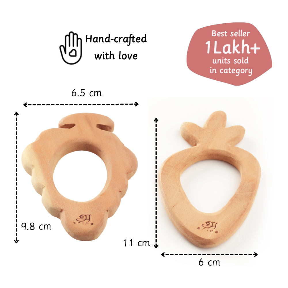 Wooden Teethers - Grape and Carrot