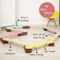 Ariro Balancing Beam is toddler-friendly, lightweight, easy to assemble, and safely supports up to 40 kg per rod for ages 15 months to 12+ years.