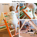 pikler triangle can be used as a rock climber , rod climber and floor gym