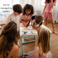 Designed for independence, this toddler workstation is lightweight, easy to manage, and perfect for self-directed play and learning