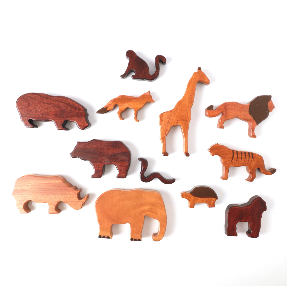 Wooden Wild Animals Set of 12