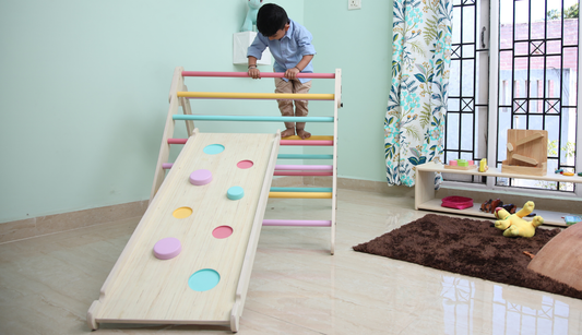What is a Pikler triangle - Ariro Montessori wooden climbing frame