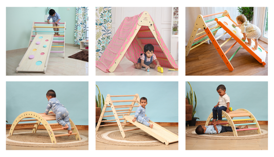 Different ways of playing with the pikler triangle and arch