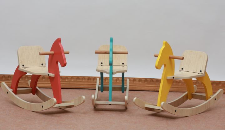 Ariro Traditional Rocking Horse in red, yellow and blue