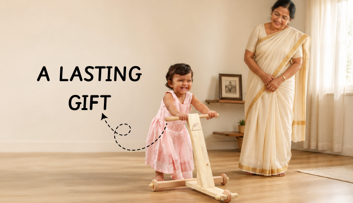 A lasting eco-friendly wooden gift for a first birthday