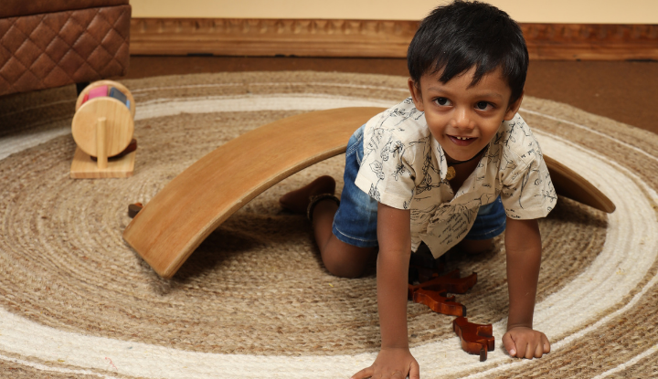 Independent play - a child absorbed alone