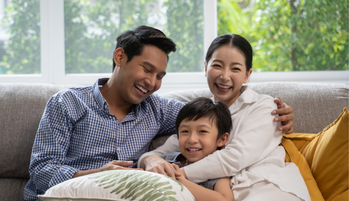 Kid Spending happy time with his parents 