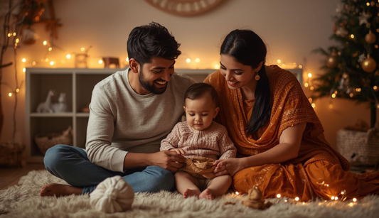 Child Celebrating Christmas With Family 