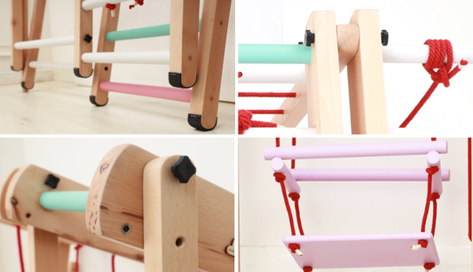 Close-up of wooden jungle gym finish and joinery