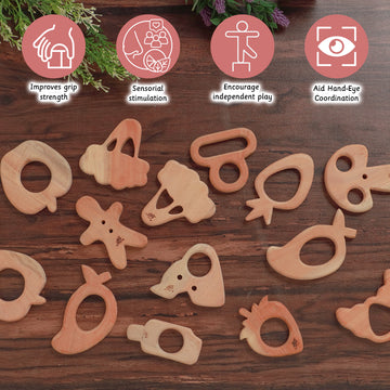 Wooden Teethers - Strawberry and Broccoli