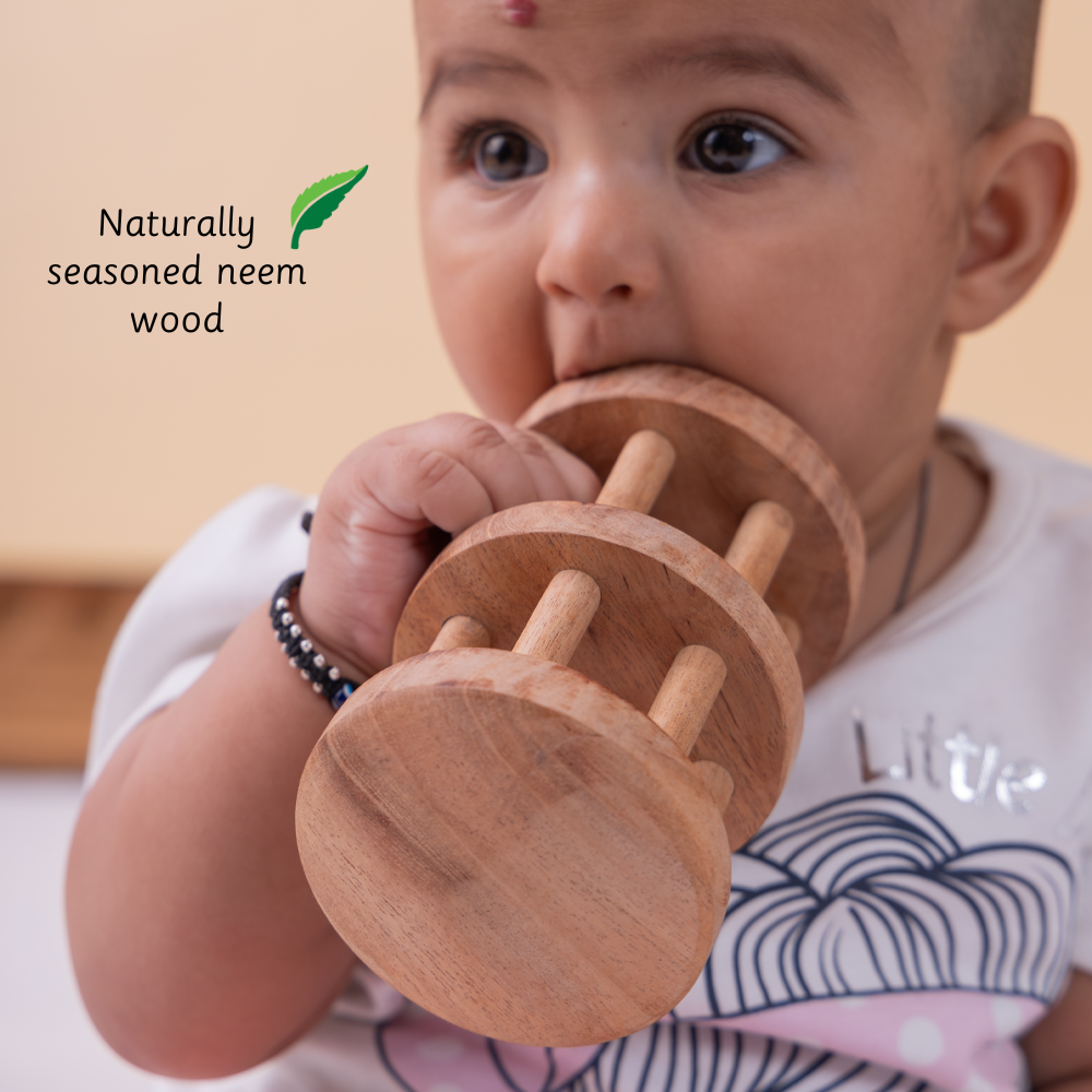 Neem Wood Rattle- Double Decker