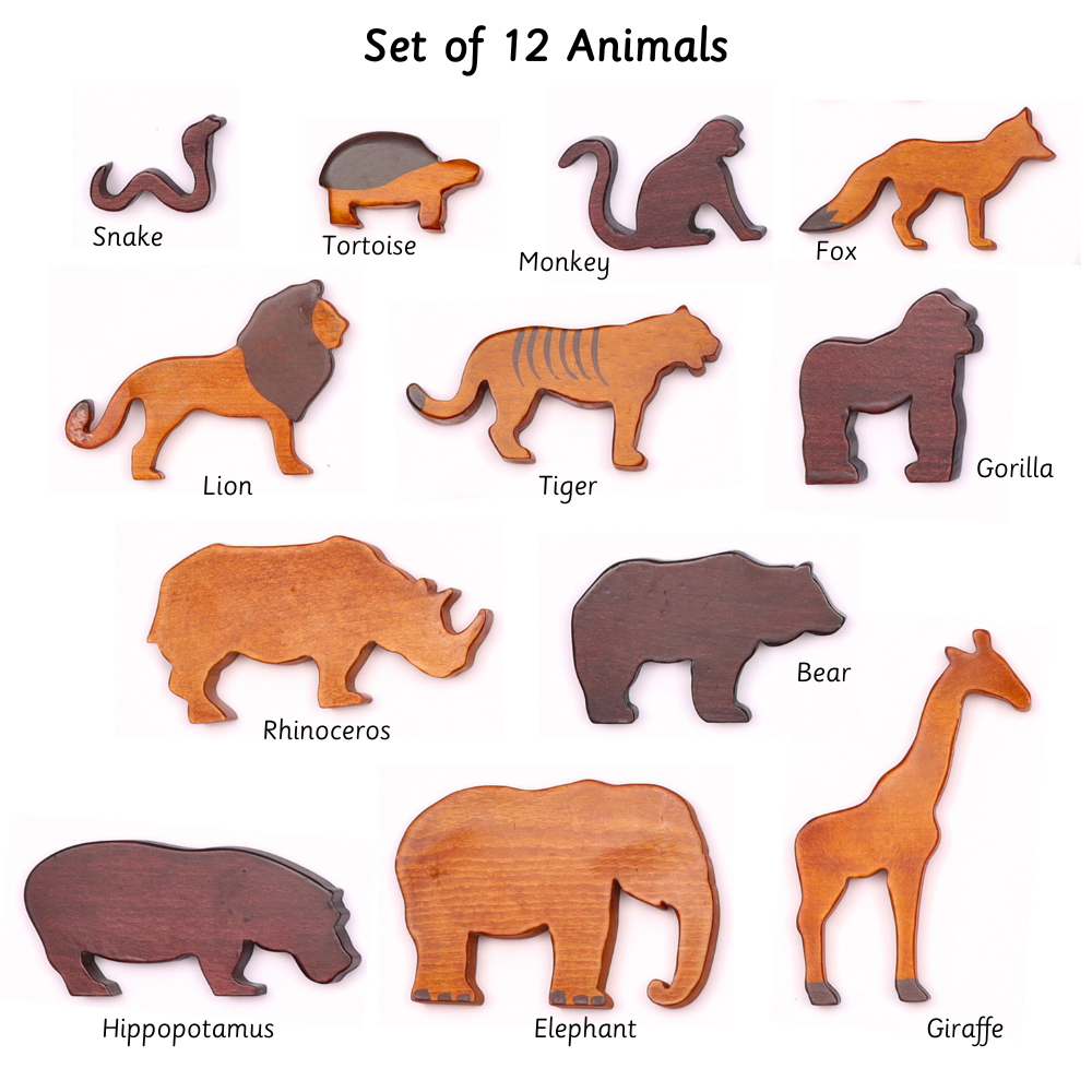 Wooden Wild Animals ( Set of 12)