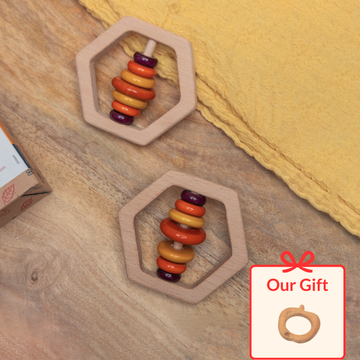 Wooden Rattle - Hexagon