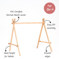 Baby Floor Gym-Natural is FSC certified made with beech wood with ideal height and smooth edges for babies 