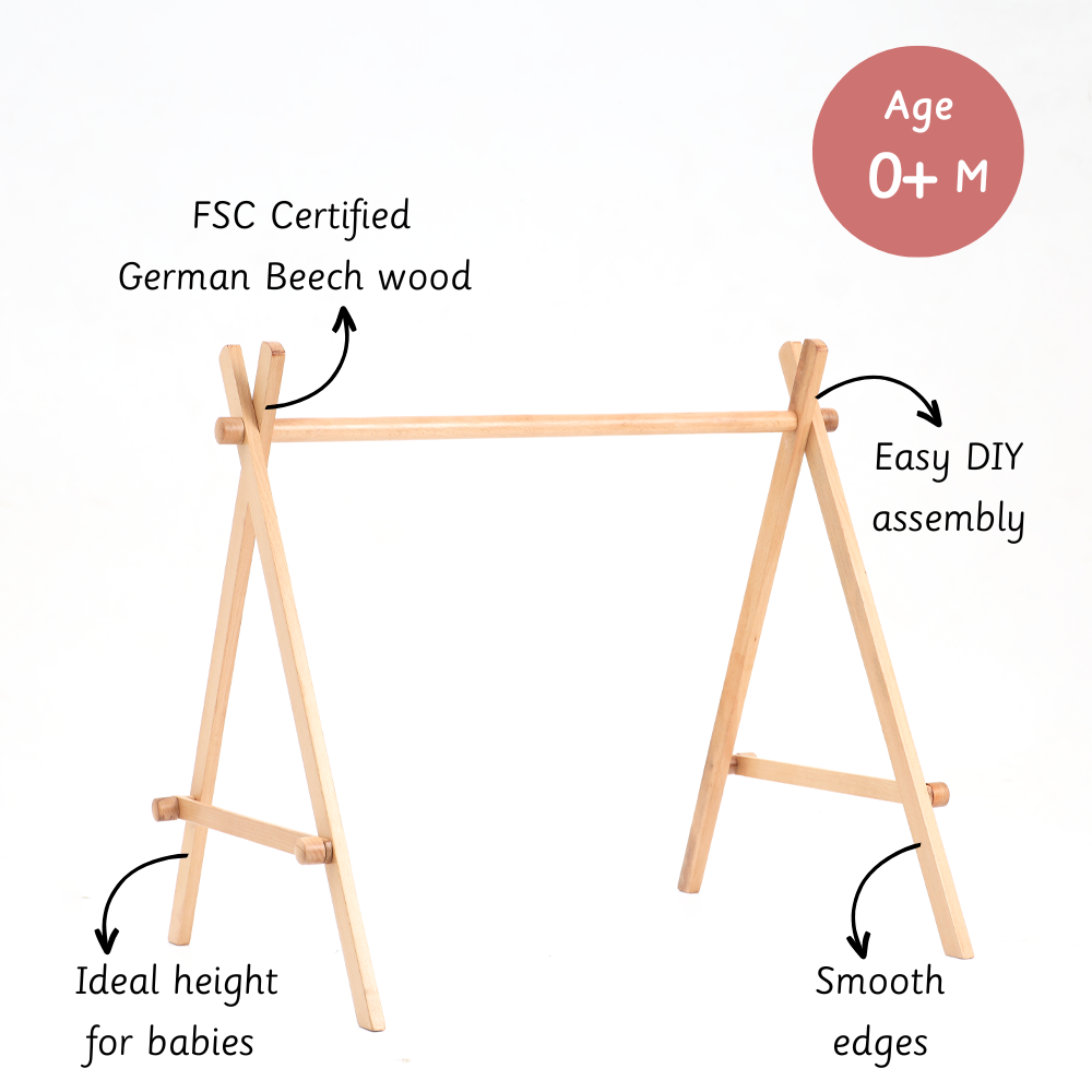 Baby Floor Gym-Natural is FSC certified made with beech wood with ideal height and smooth edges for babies 