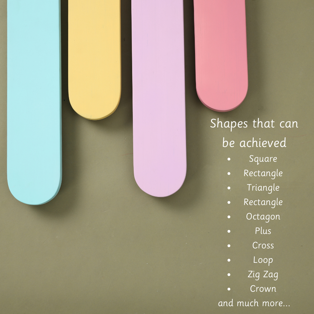 Balancing Beam can used in different shape forms  such as square , rectangle, triangle , octagon,plus,cross,loop,zig zag, crown etc that enables children's creativity