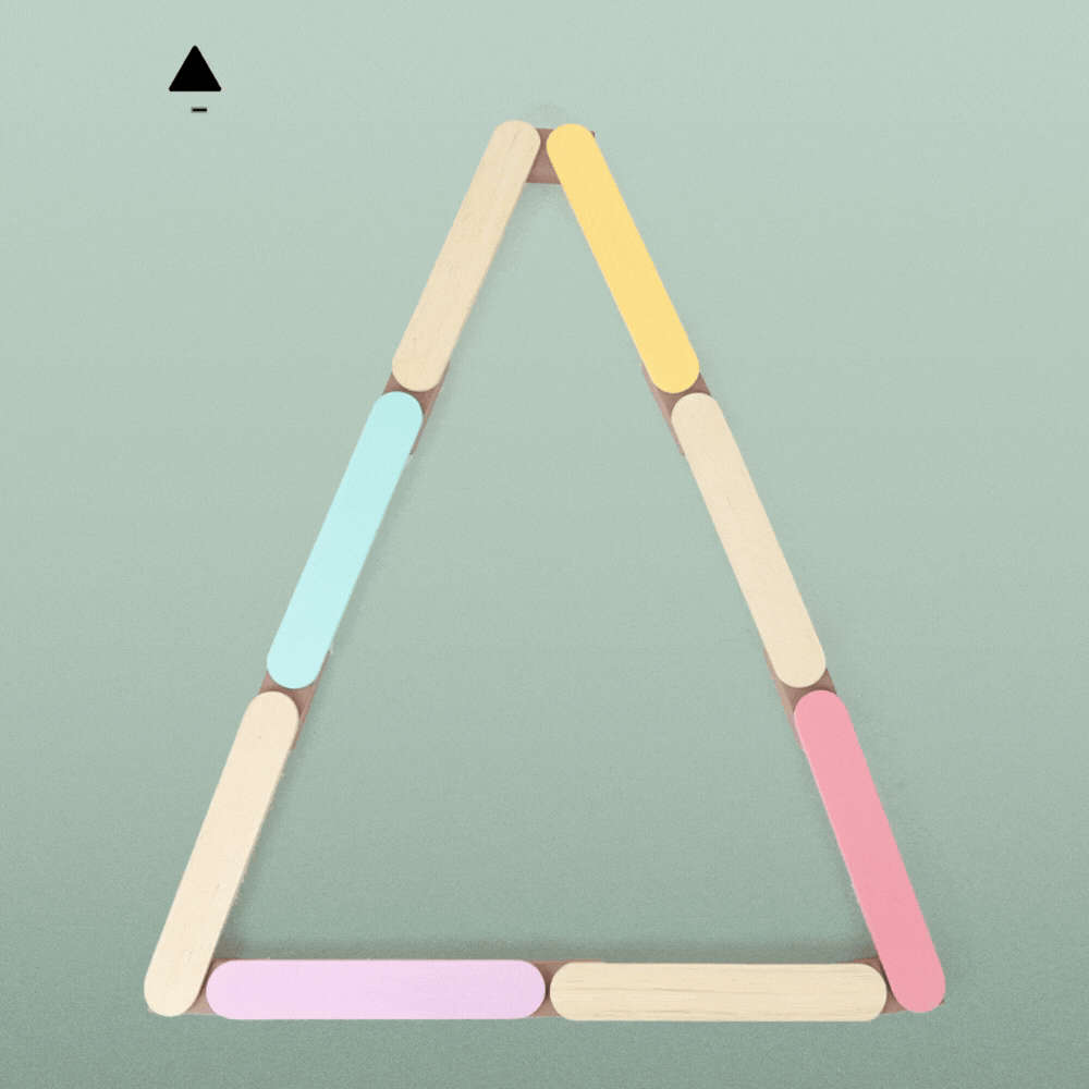 Ariro's Triangle shape created using Ariro Montessori balancing beam encouraging creativity and movement play for kids.