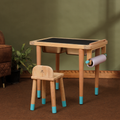 Blue Sensory Table with Blue wooden stool