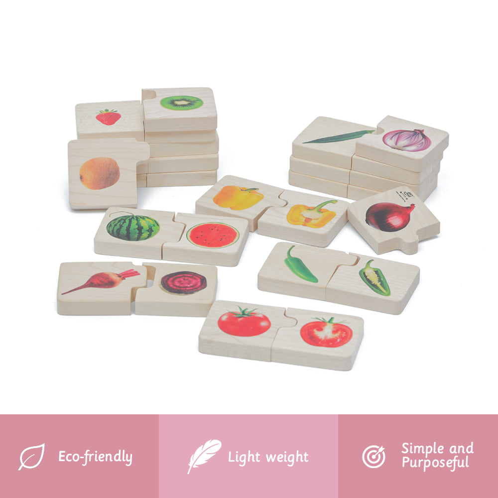 Chunky puzzle- Fruits & Vegetables Set (32 Chunks) is made eco friendly , light weight,  smiple  and purposeful