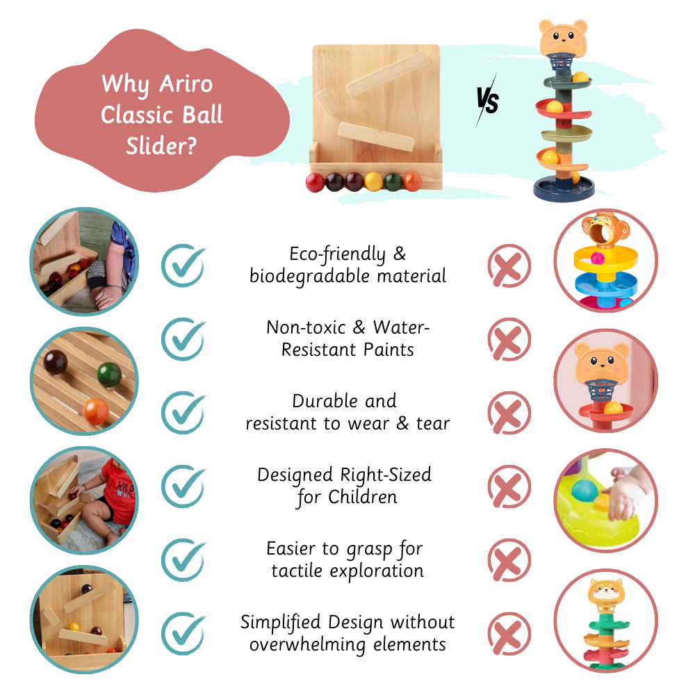 Classic ball slider is eco-friendly toy designed for safe, durable, and engaging play without overwhelming elements.





