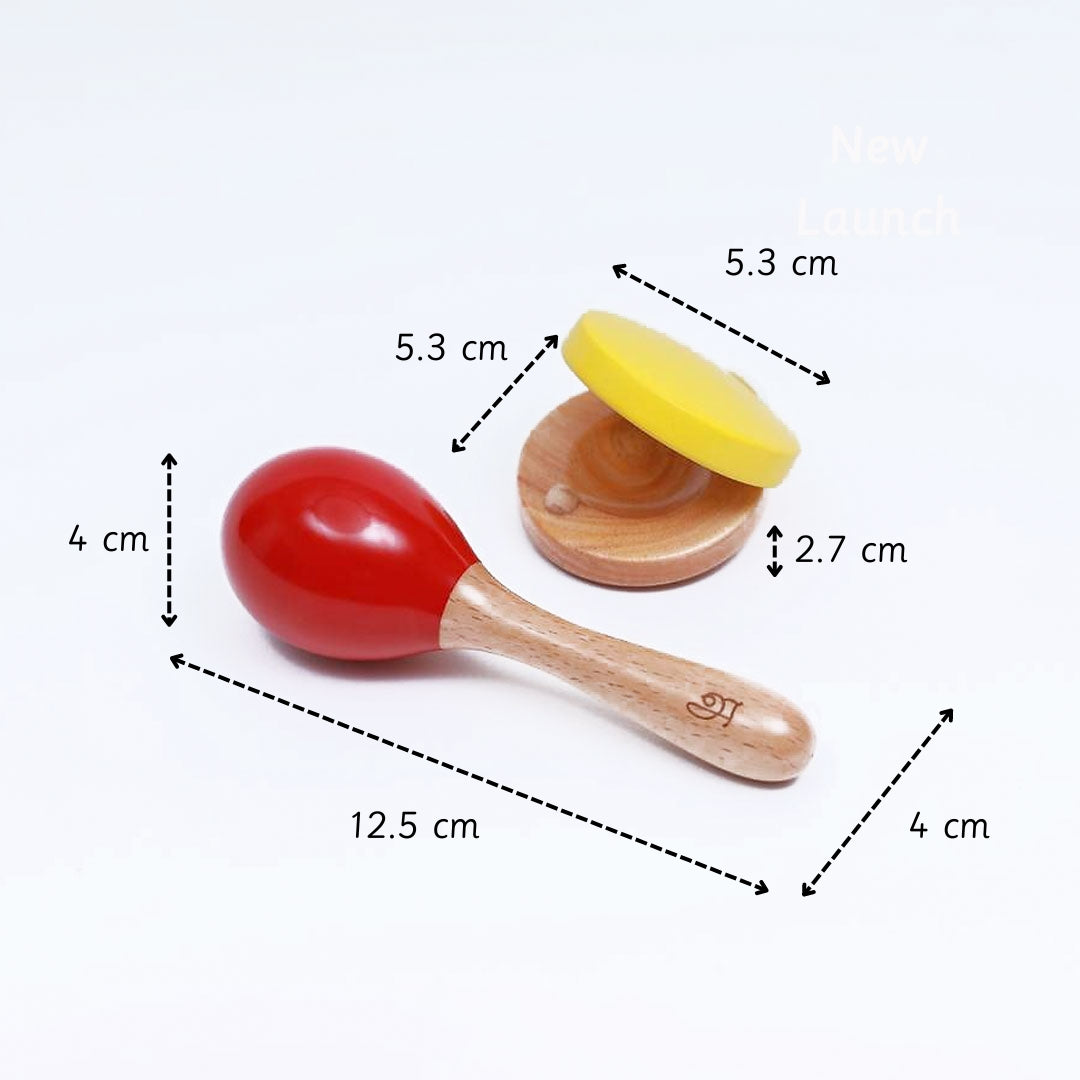 Wooden Rattle for Infants|Ariro Wooden Clapper and Maracas