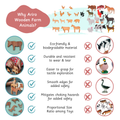 Wooden Farm Animals (Set of 13) are eco-friendly, safe, durable, easy to grasp, and designed for developmental play.





