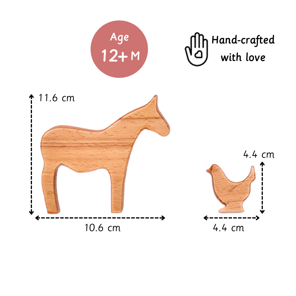 Wooden Farm Animals (Set of 13) is perfectly handmade for babies small hands