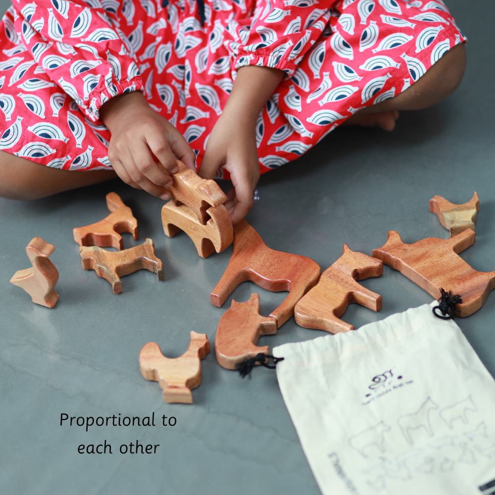 Wooden Farm Animals (Set of 13) is propotional to each other