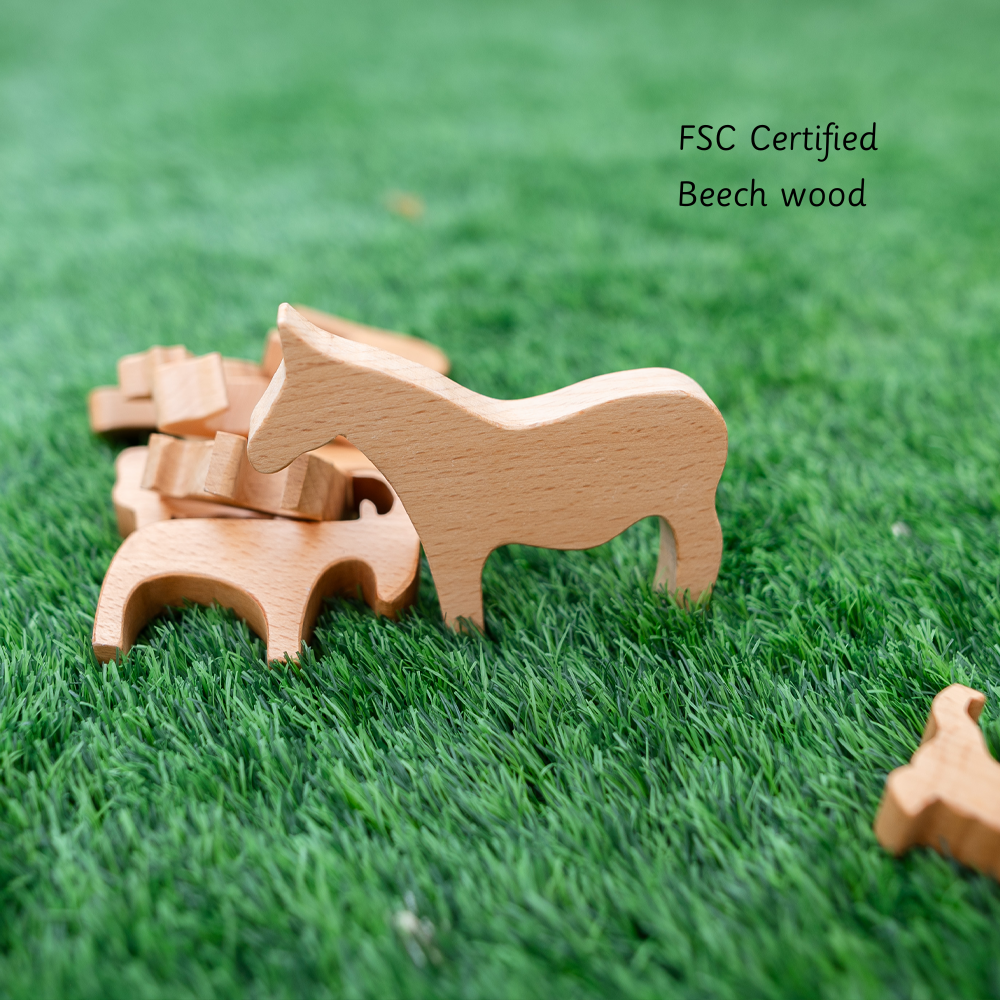 Wooden Farm Animals (Set of 13) is made up of FSC certified beech wood 