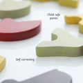 Child-safe paints and self-correcting design for safe, frustration-free play.
