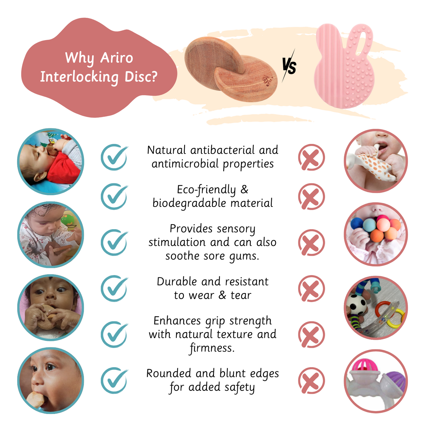 Interlocking discs Montessori |Wooden Toys for babies at 4 Months| Ariro