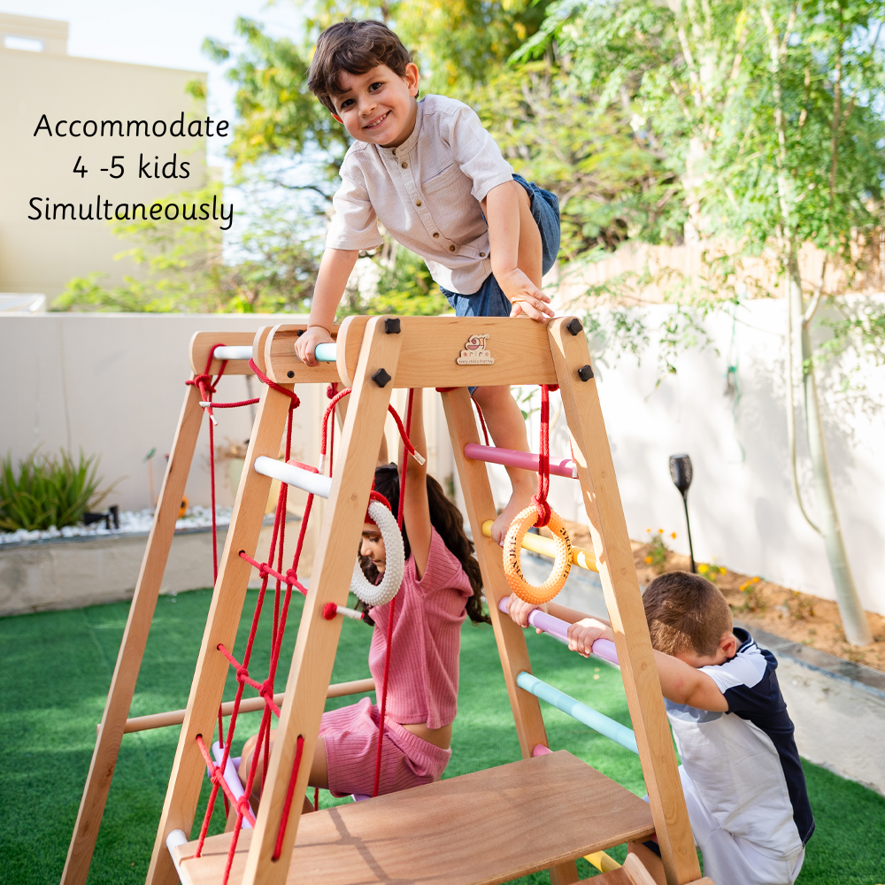 Jungle Gym Ultimate can accomodate 4-5 kids simultanously 