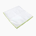  Mull Cloth A soft, lightweight cloth with a neon green border Used for baby care,  as part of a play gym setup for infants.