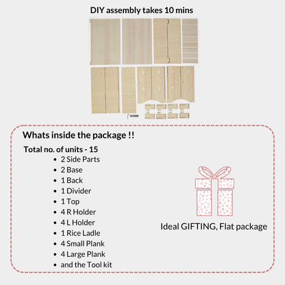 Parts included with the DIY Montessori toy and book shelf