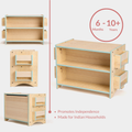 All-sides view of the Ariro Montessori toy and book shelf