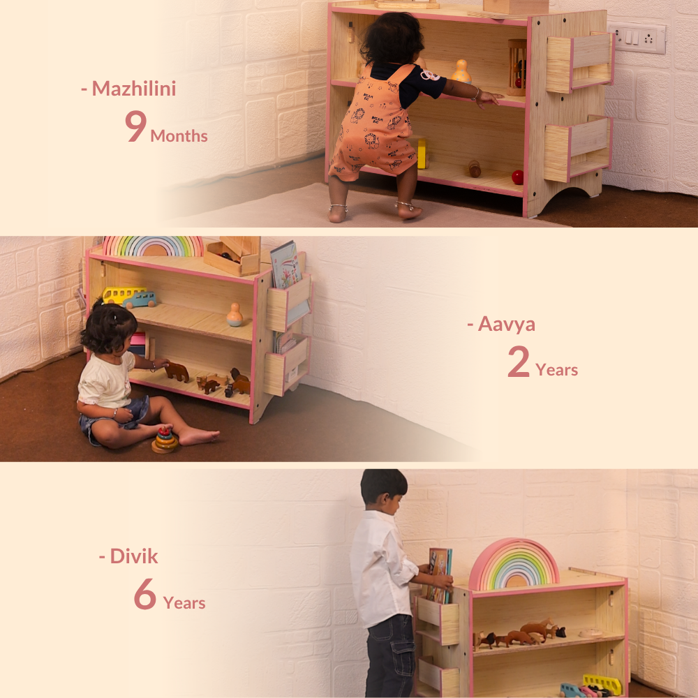 Montessori toy and book shelf suitable for children 6 months to 10 years