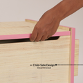 Child-safe smooth edges and rounded finishes on the Montessori shelf