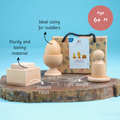 t Montessori puzzle set features smooth, durable wooden pieces that support early motor skill development 