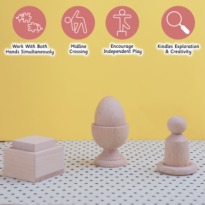 Montessori First Puzzle Set nurtures creativity ,midline crossing, bilateral coordination, and hands-on exploration