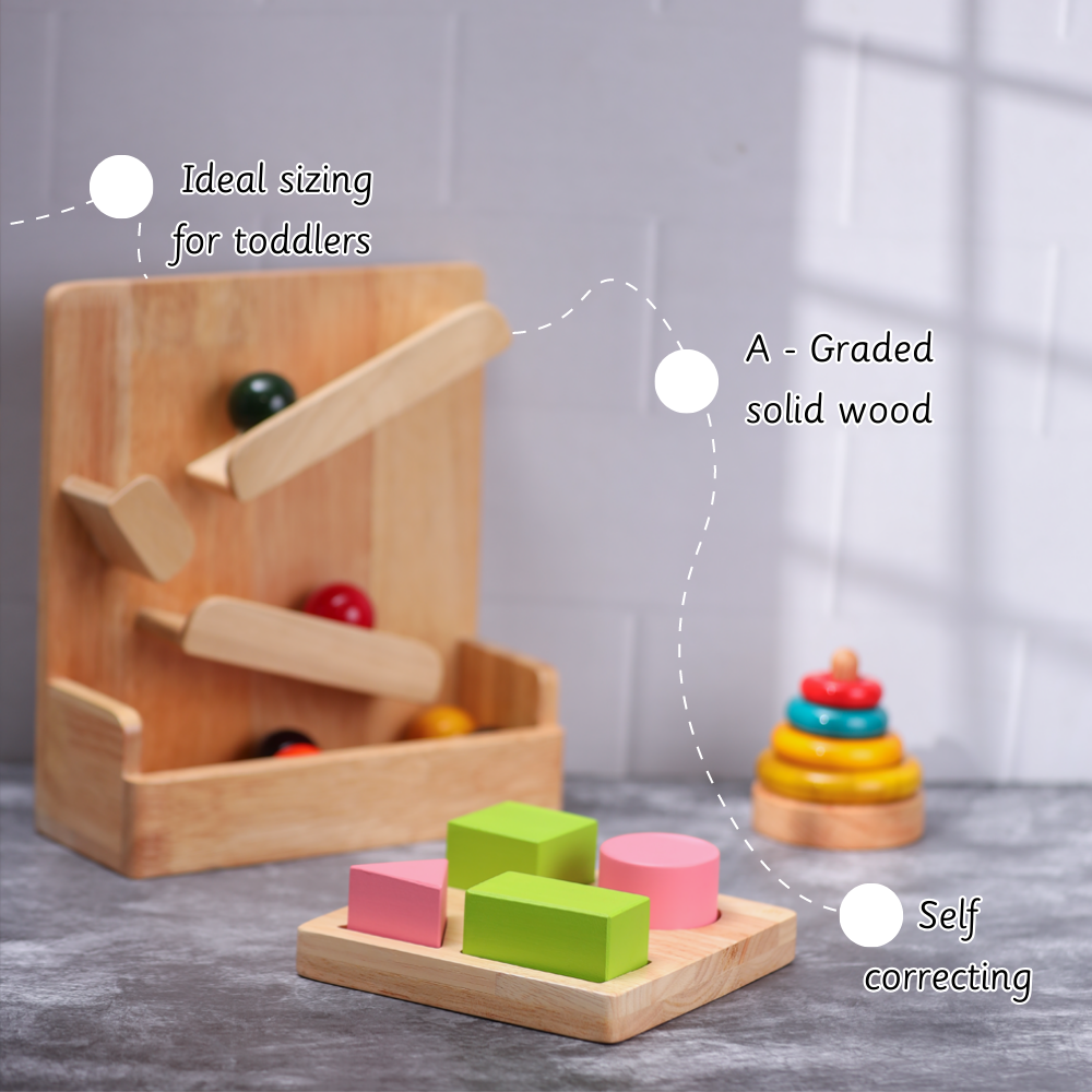 Montessori Kit 12M+ ideal sizing for toddlers a graded solid wood self correcting