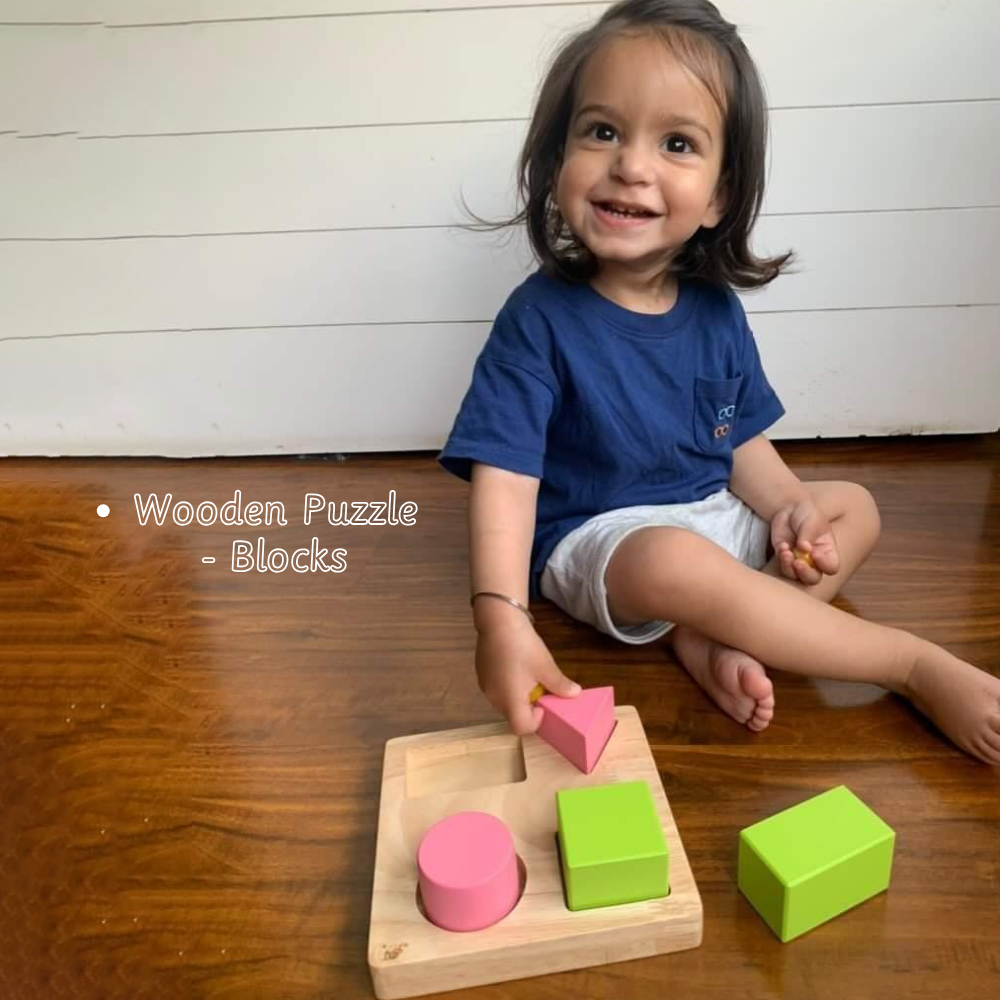Montessori Kit 12M+ wooden puzzle blocks