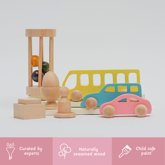 Montessori Kit is curated by experts made up of naturally seasoned wood with child safe paints 
