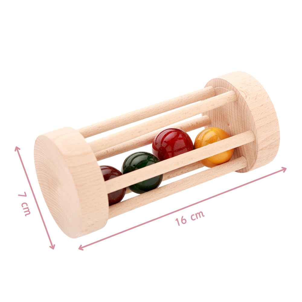 ariro wooden  rolling rattle is child safe and perfectly designed for children