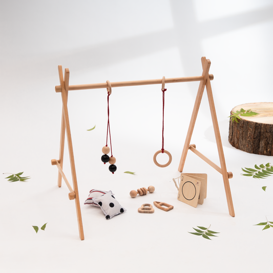 Neem Infant Starter Bundle crafted  for infants, complete with hanging sensory toys and tactile accessories to stimulate early motor and visual development.
