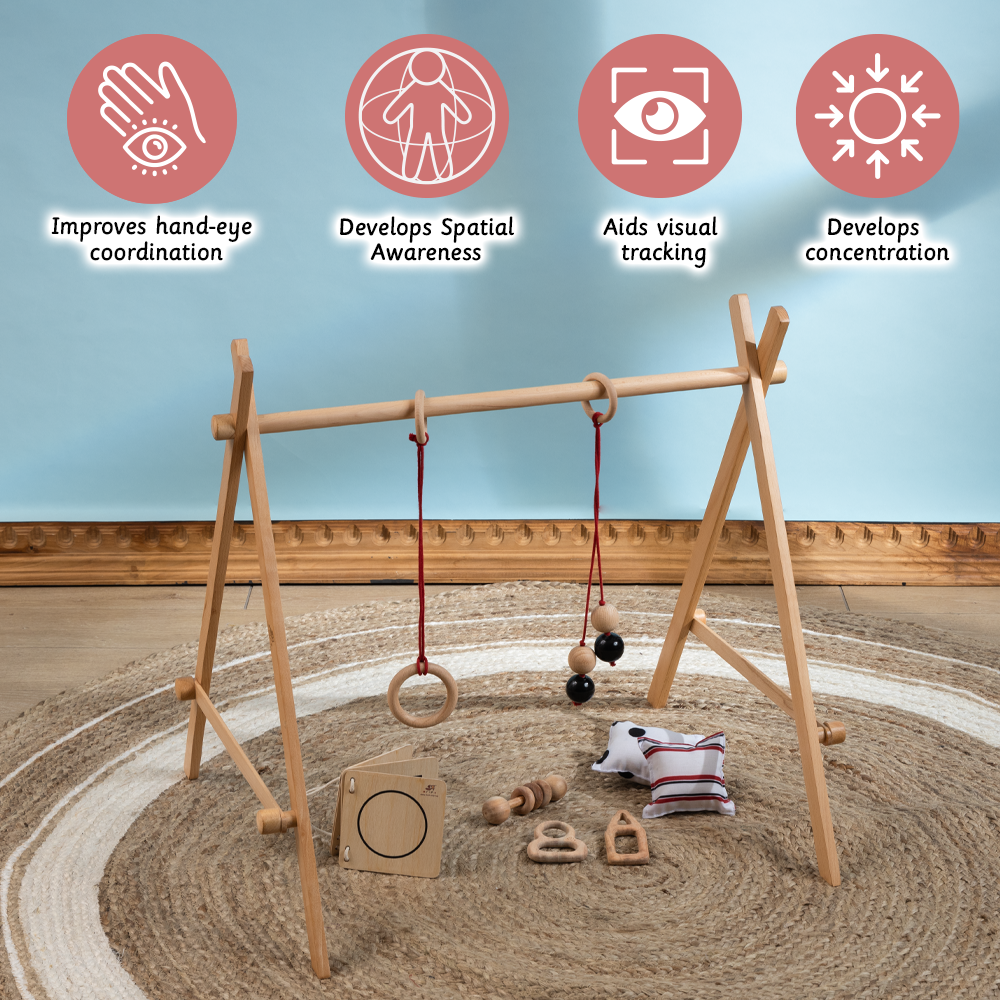 Neem Infant Starter Bundle improves hand eye coordination , spatial awareness , visual tracking and concentration