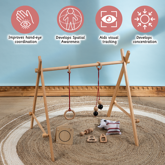 Neem Infant Starter Bundle improves hand eye coordination , spatial awareness , visual tracking and concentration