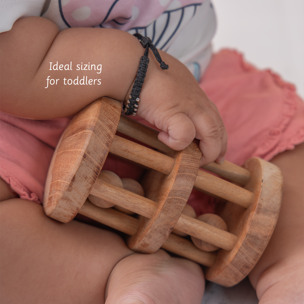 Neem Wood Rattle- Double Decker is ideal for toddlers to hold 