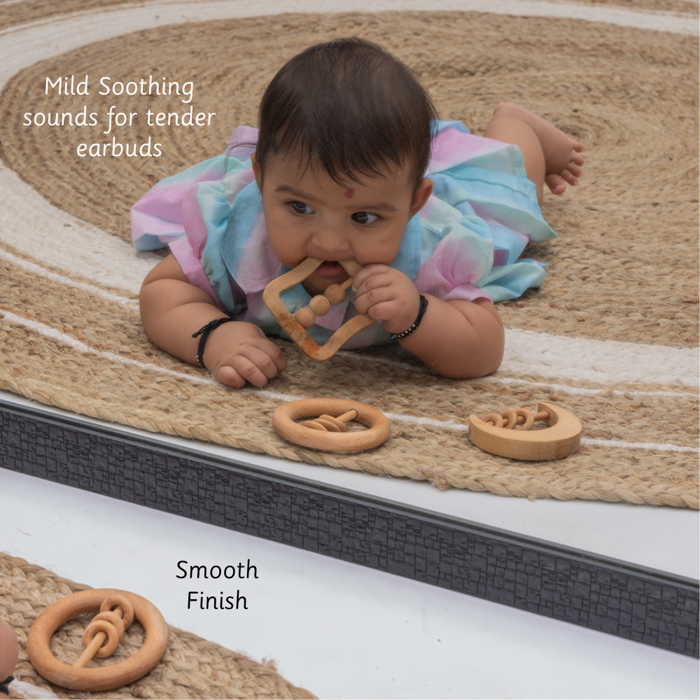 Neem Wood Rattles is made up of wooden neem with smooth finish producing mild soothing sounds for tender earbuds