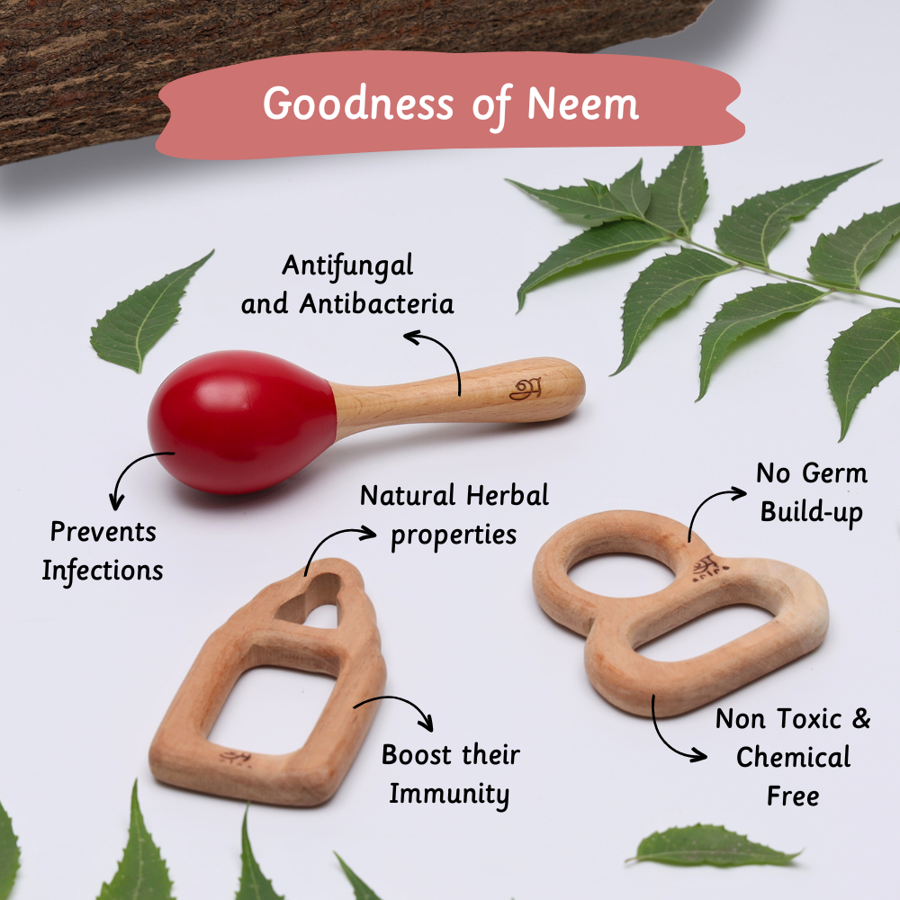  Natural Wooden Teether Toys – Antifungal, Antibacterial, Chemical-Free, and Immunity Boosting for Babies